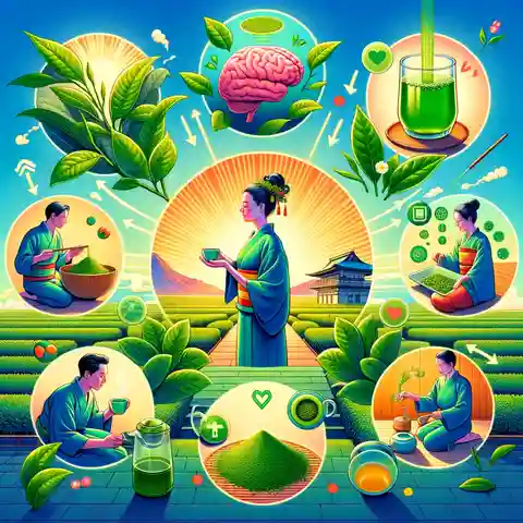 Japanese Sencha Green Tea - An illustration showcasing the process of Sencha green tea preparation