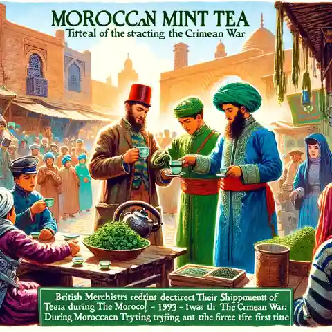 Moroccan Mint Tea - A colorful illustration depicting the origins of Moroccan Mint Tea