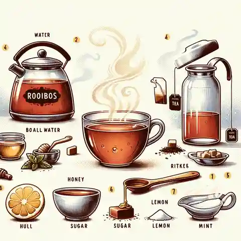 Pros and Cons of Rooibos Tea - An illustration showcasing the process of making rooibos tea