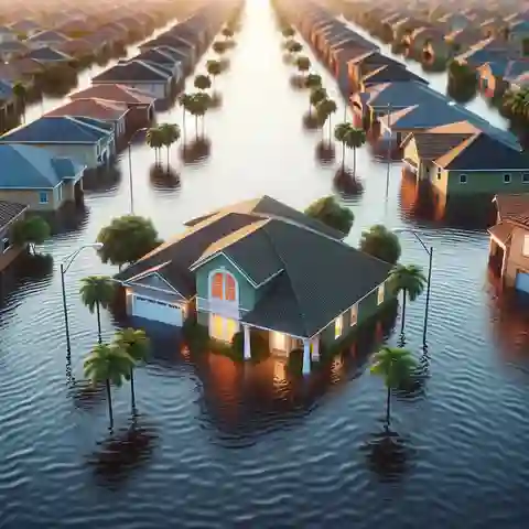 South Florida Home Insurance - A scene depicting a flooded South Florida neighborhood, highlighting the need for flood insurance