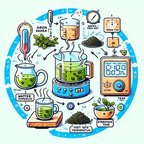 green tea varieties - An educational illustration showing a step-by-step guide on the proper way to brew green tea